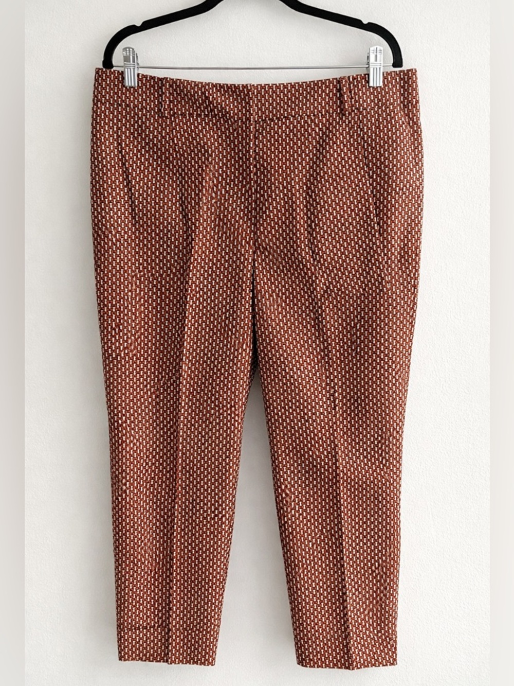 Ann Taylor Curvy Fit Capri Pants Women’s 16 Brown Geometric Career Workwear
